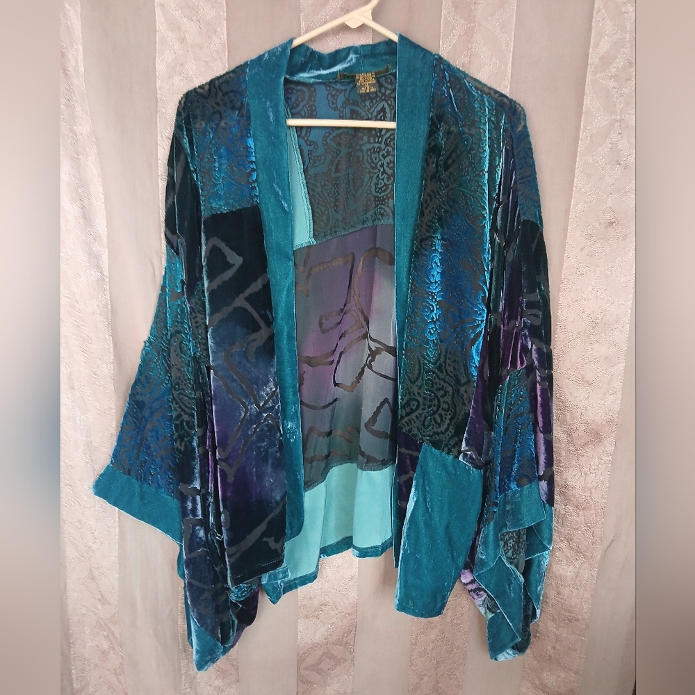 💎 Mirasol Women's Top Kimono Jacket  Burnt Out Velvet Boho
